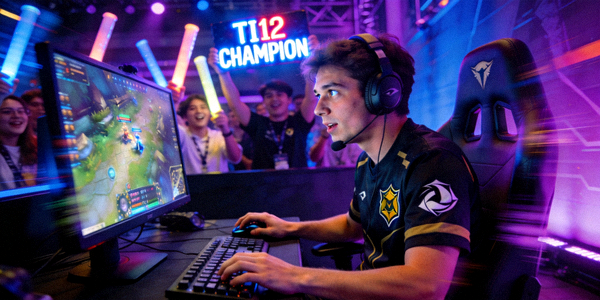 DOTA2国际邀请赛TI现场选手激烈对抗镜头